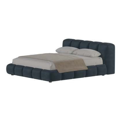Fluffy Upholstered Bed Frame in Textured Bouclé