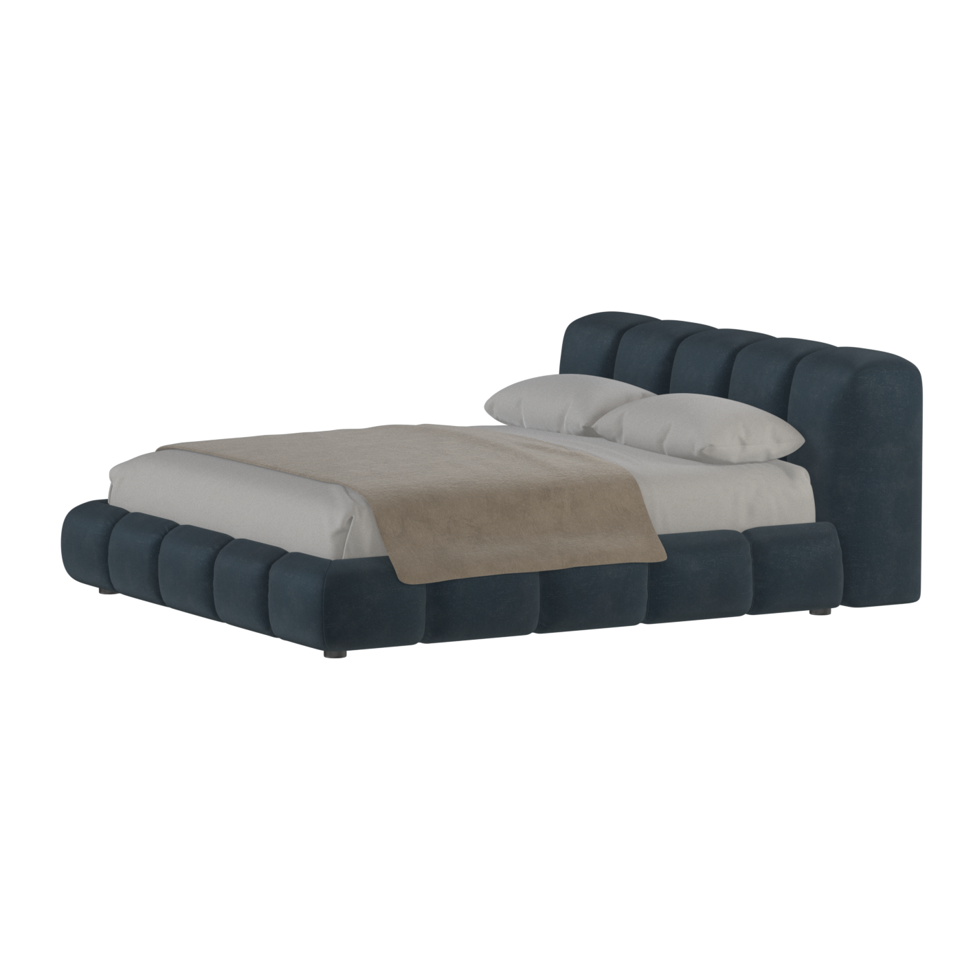 Fluffy Upholstered Bed Frame in Textured Bouclé