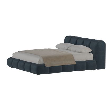 Fluffy Upholstered Bed Frame in Textured Bouclé