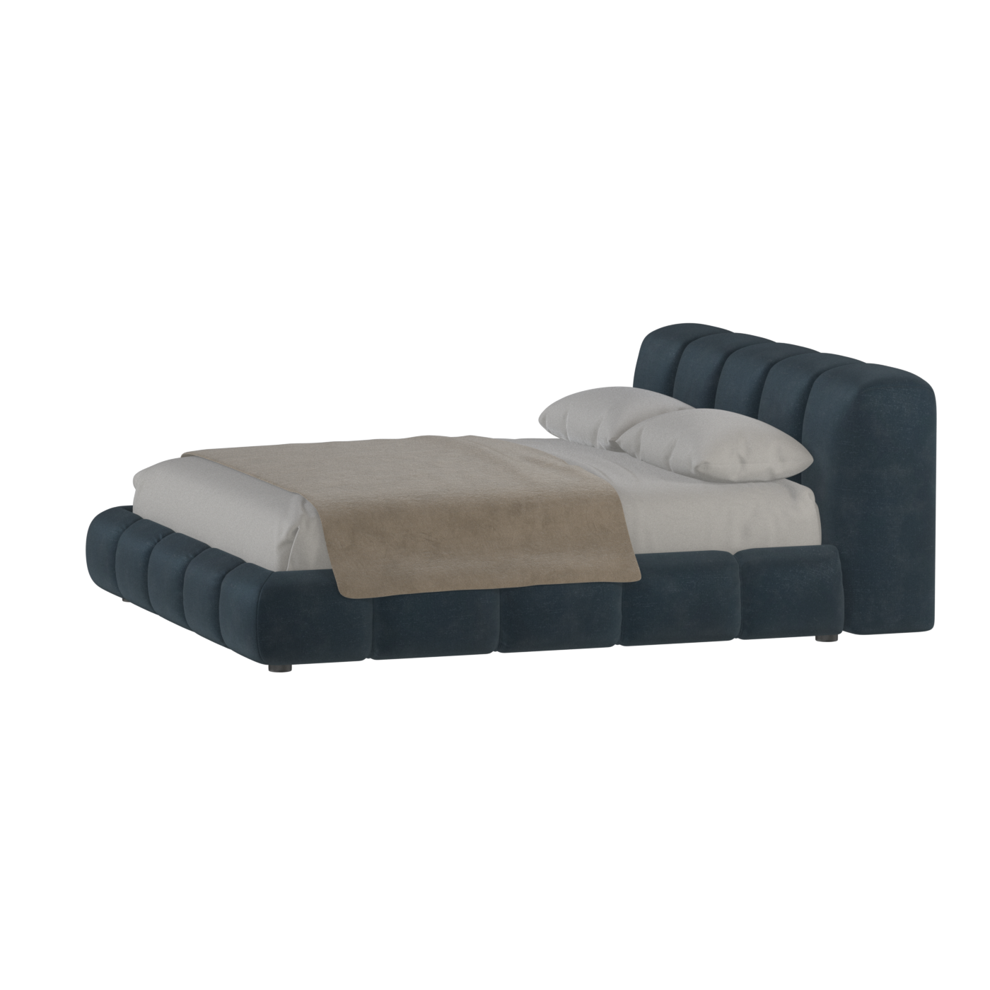 Fluffy Upholstered Bed Frame in Textured Bouclé
