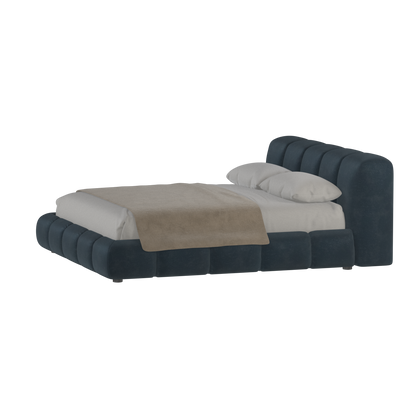 Fluffy Upholstered Bed Frame in Textured Bouclé