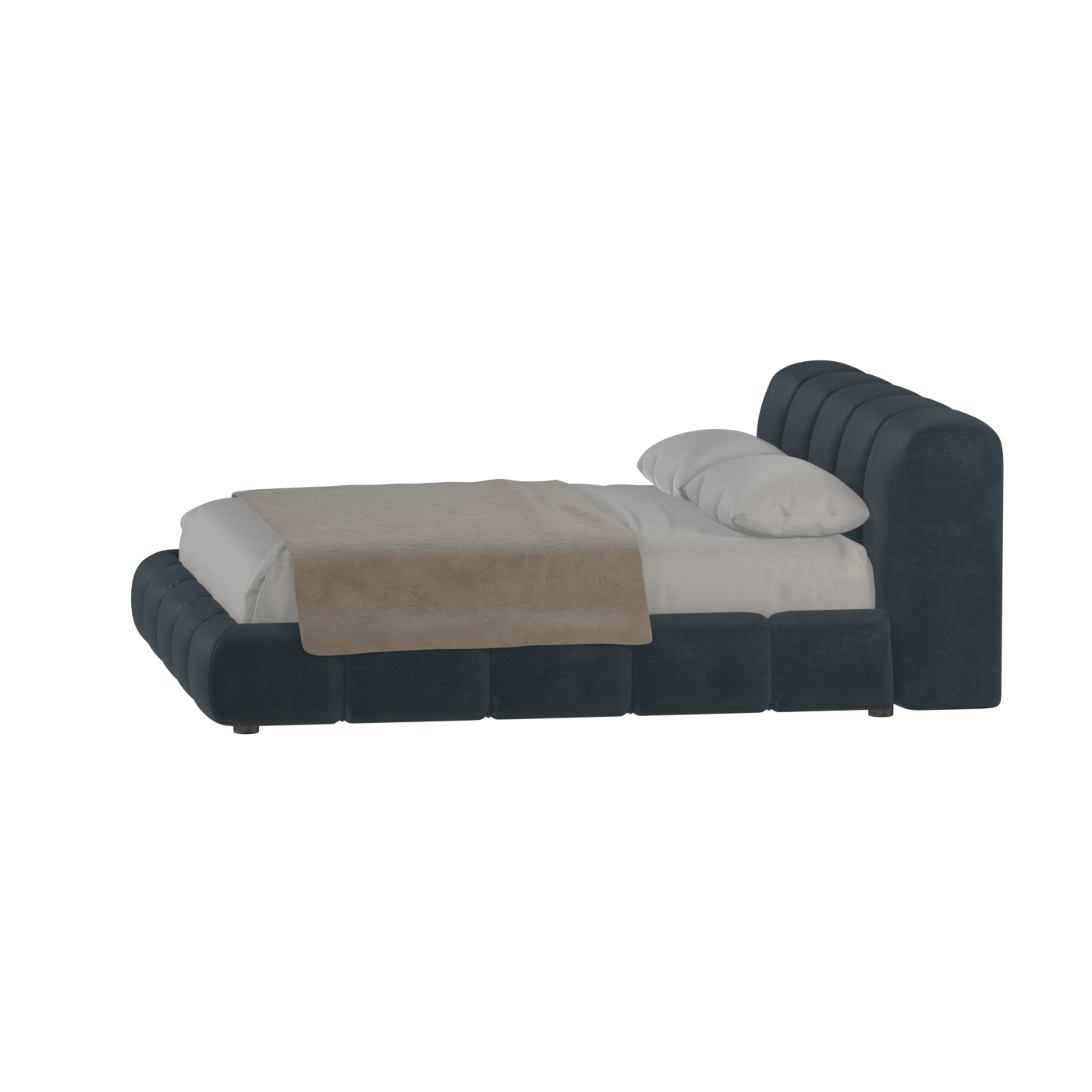 Fluffy Upholstered Bed Frame in Textured Bouclé