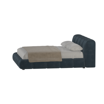 Fluffy Upholstered Bed Frame in Textured Bouclé