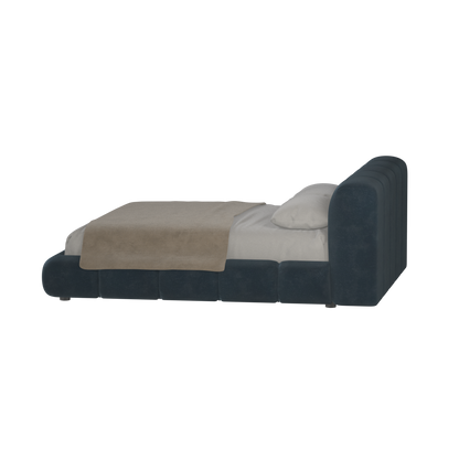 Fluffy Upholstered Bed Frame in Textured Bouclé