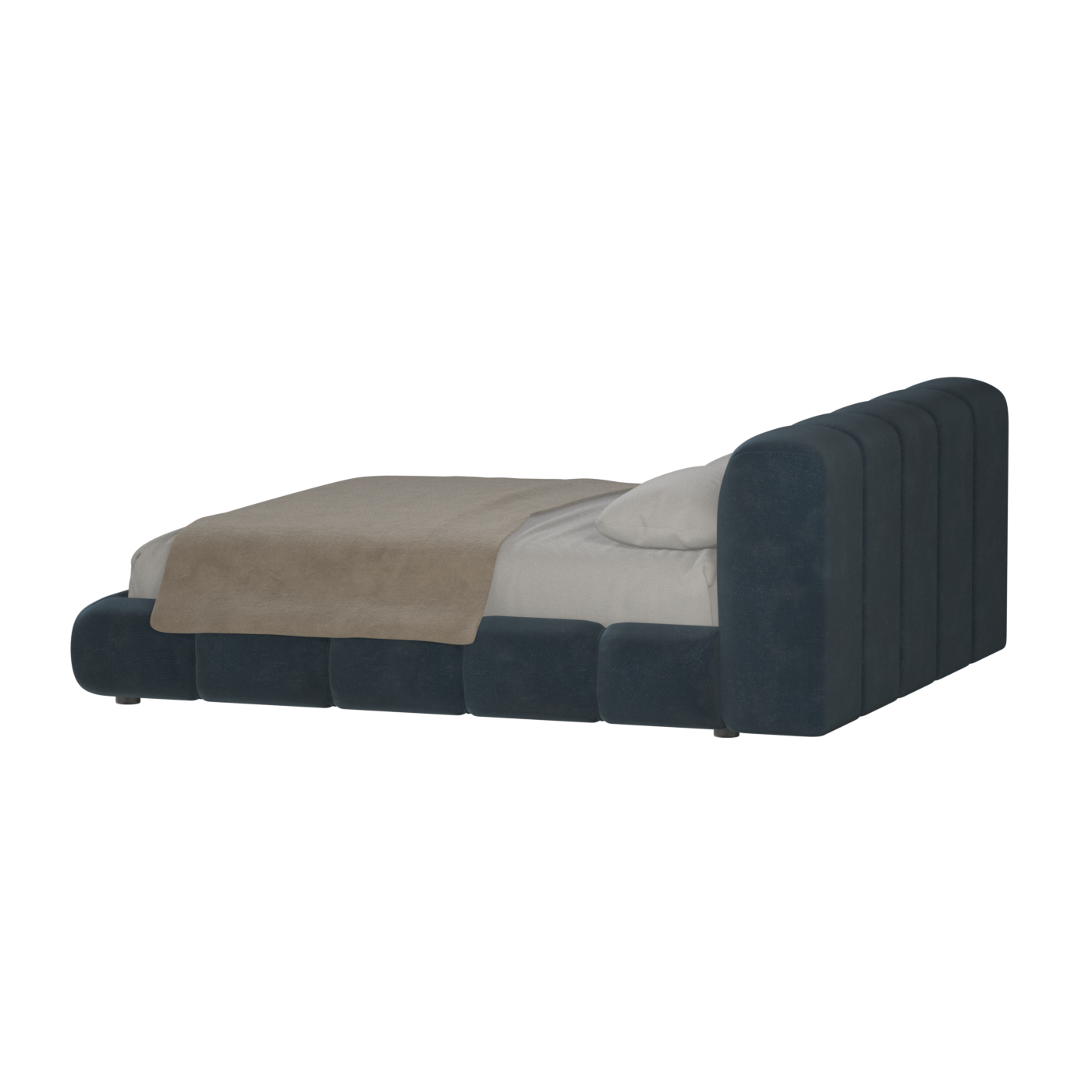 Fluffy Upholstered Bed Frame in Textured Bouclé