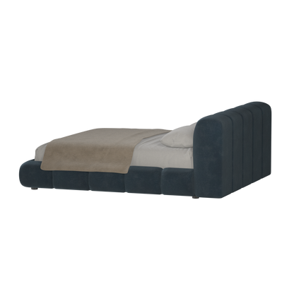 Fluffy Upholstered Bed Frame in Textured Bouclé