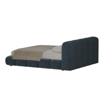 Fluffy Upholstered Bed Frame in Textured Bouclé