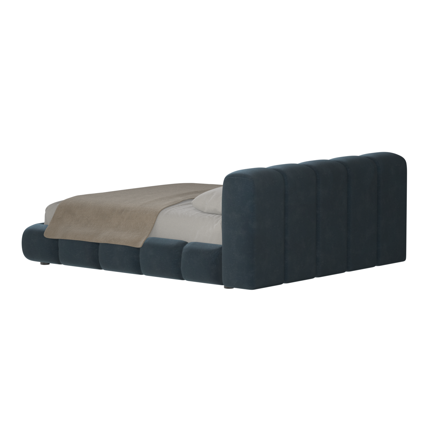 Fluffy Upholstered Bed Frame in Textured Bouclé