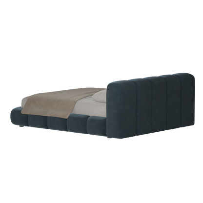 Fluffy Upholstered Bed Frame in Textured Bouclé