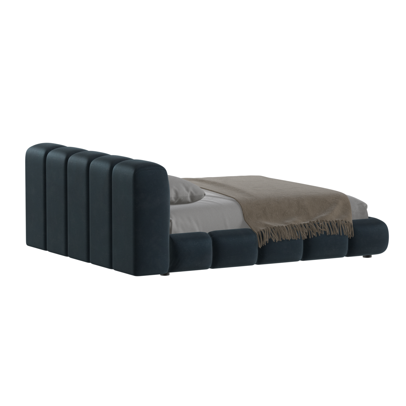 Fluffy Upholstered Bed Frame in Textured Bouclé