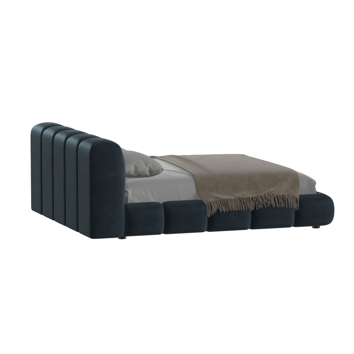 Fluffy Upholstered Bed Frame in Textured Bouclé