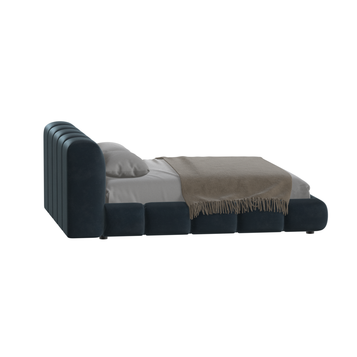 Fluffy Upholstered Bed Frame in Textured Bouclé