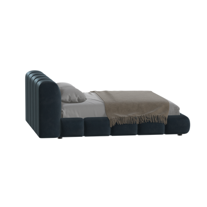 Fluffy Upholstered Bed Frame in Textured Bouclé