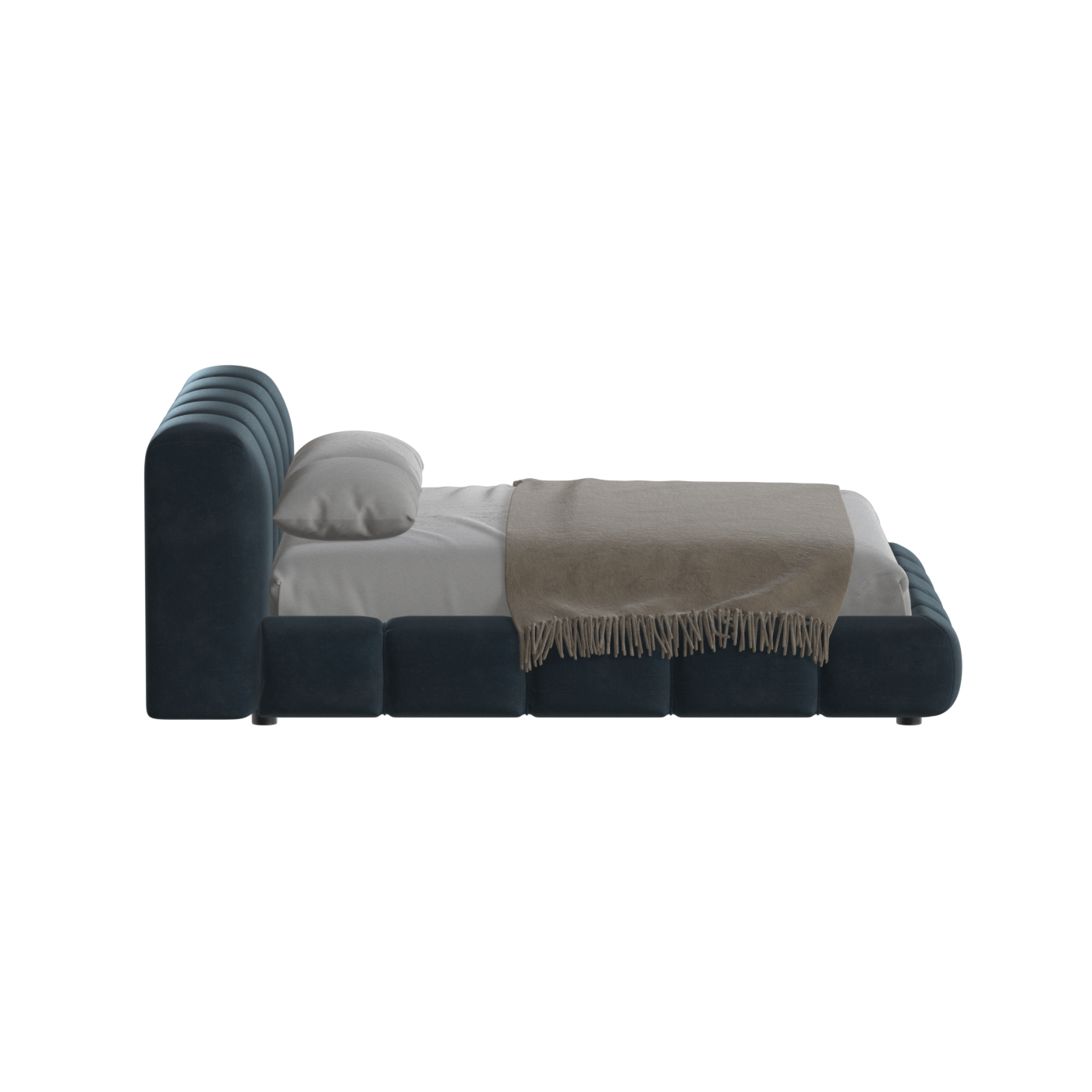 Fluffy Upholstered Bed Frame in Textured Bouclé