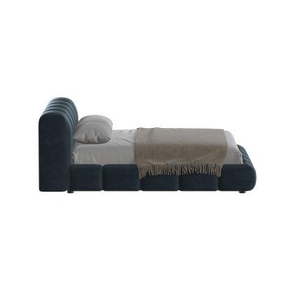 Fluffy Upholstered Bed Frame in Textured Bouclé