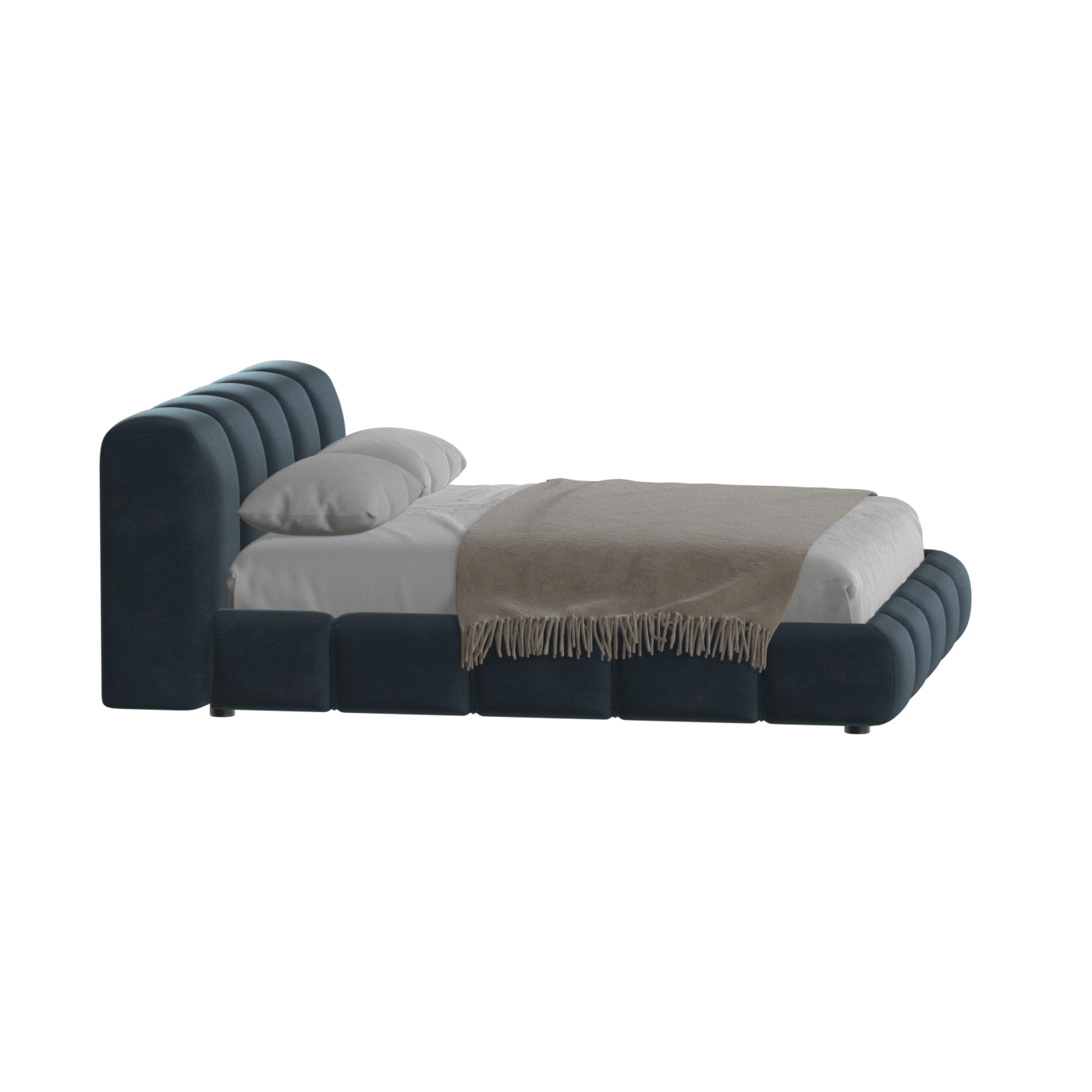 Fluffy Upholstered Bed Frame in Textured Bouclé