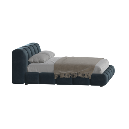 Fluffy Upholstered Bed Frame in Textured Bouclé