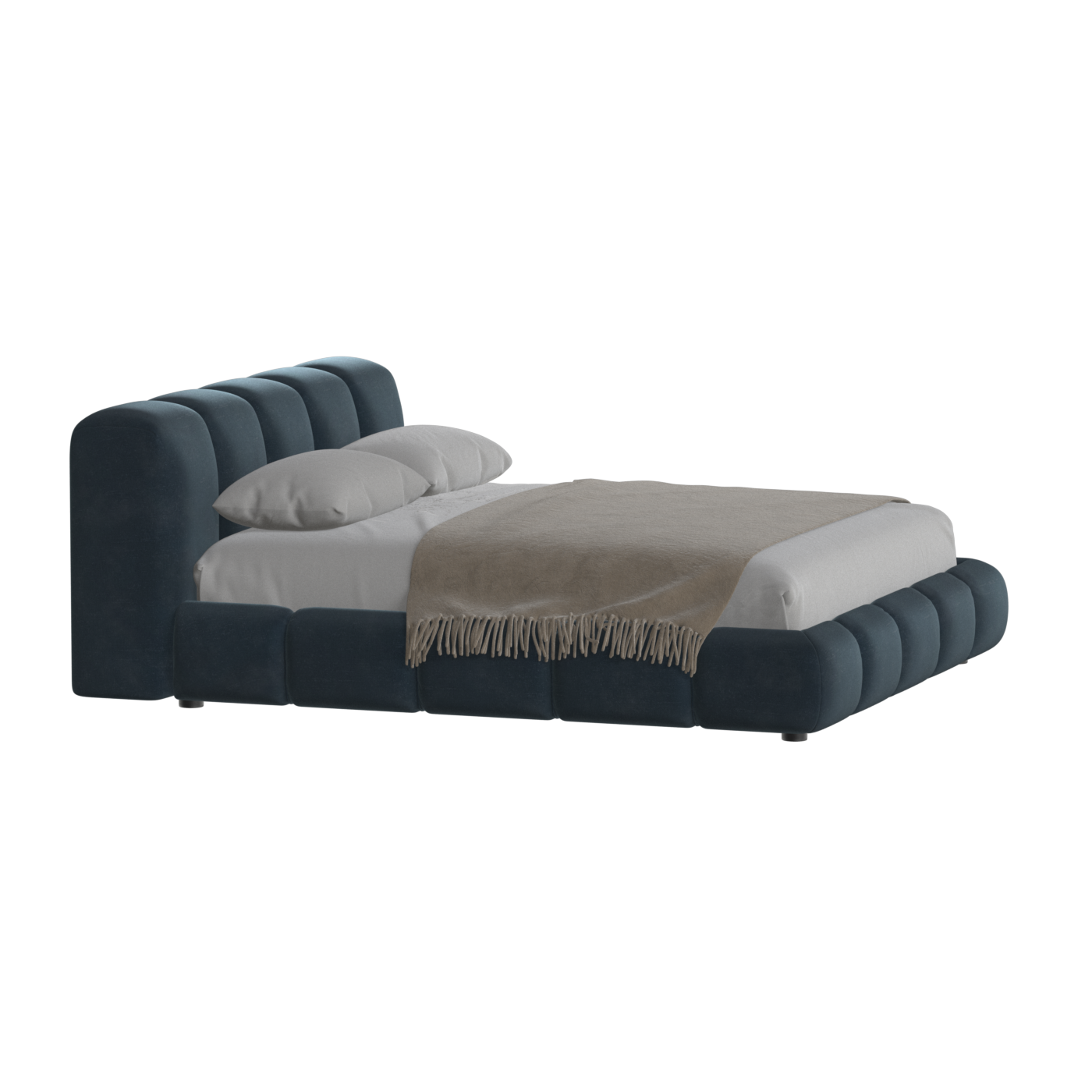 Fluffy Upholstered Bed Frame in Textured Bouclé