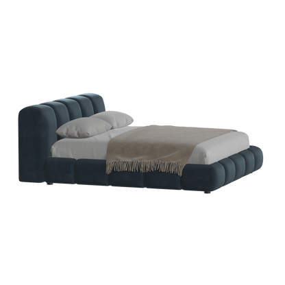 Fluffy Upholstered Bed Frame in Textured Bouclé