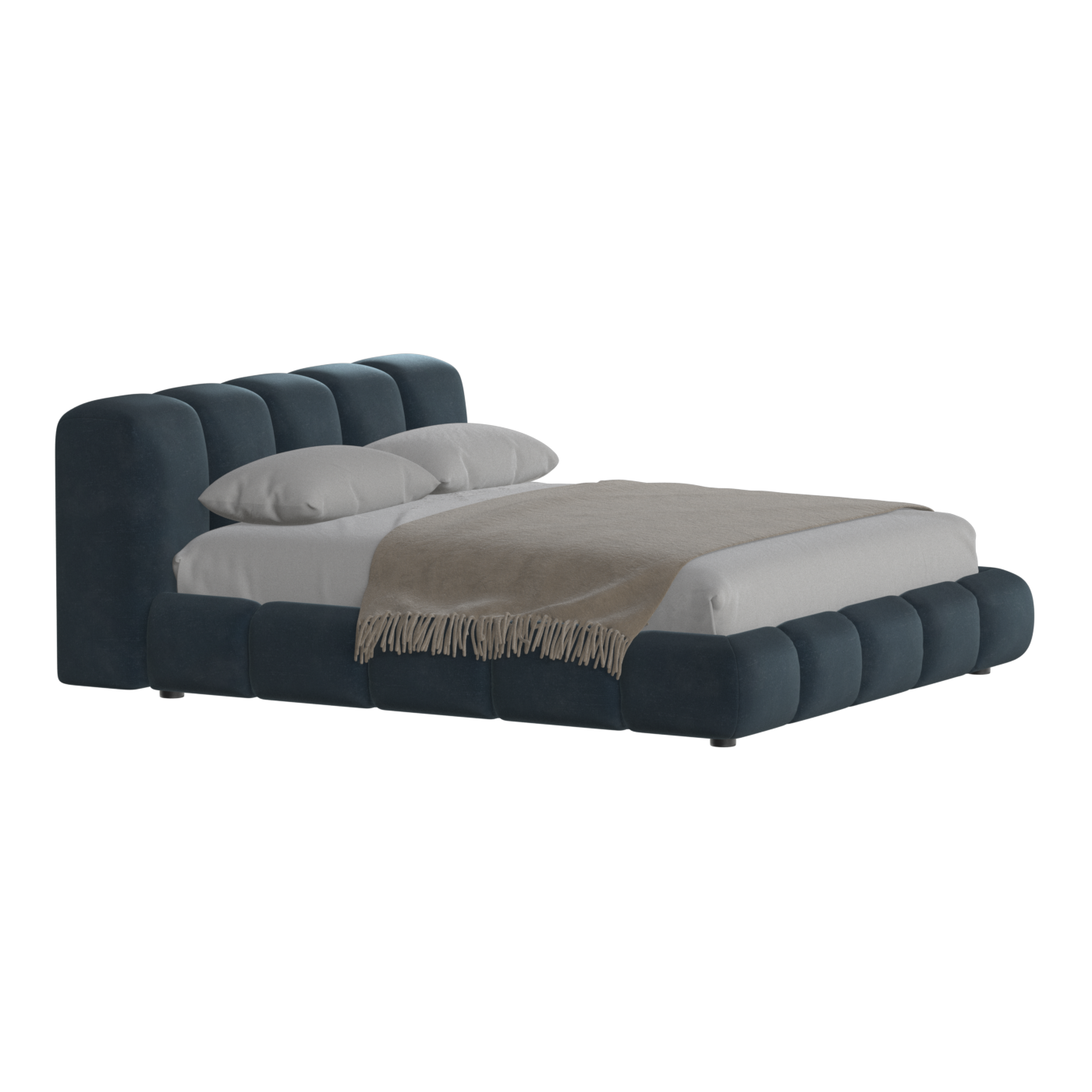 Fluffy Upholstered Bed Frame in Textured Bouclé