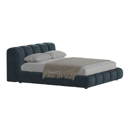 Fluffy Upholstered Bed Frame in Textured Bouclé