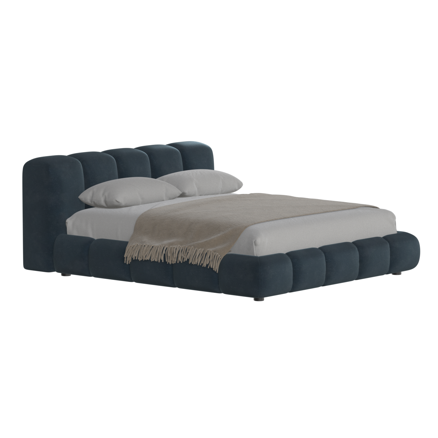 Fluffy Upholstered Bed Frame in Textured Bouclé