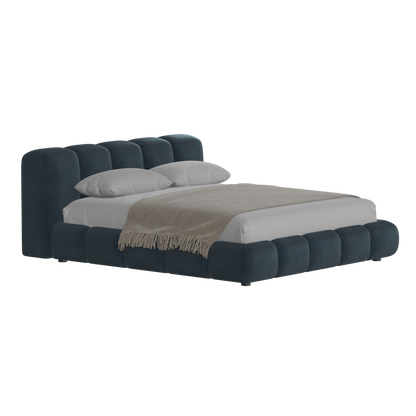 Fluffy Upholstered Bed Frame in Textured Bouclé