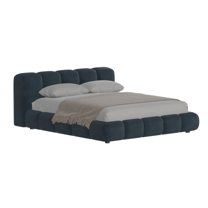 Fluffy Upholstered Bed Frame in Textured Bouclé