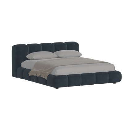 Fluffy Upholstered Bed Frame in Textured Bouclé