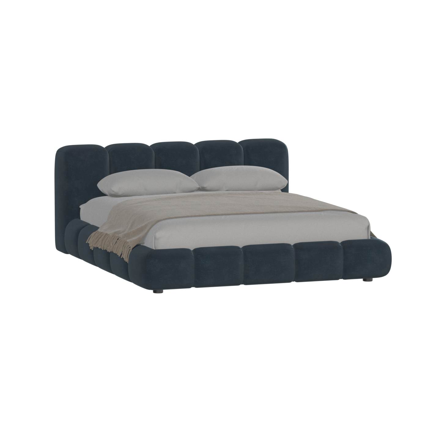 Fluffy Upholstered Bed Frame in Textured Bouclé