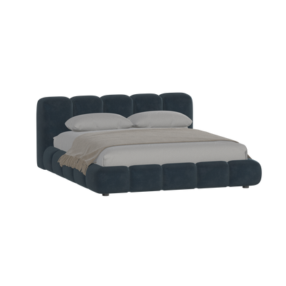 Fluffy Upholstered Bed Frame in Textured Bouclé