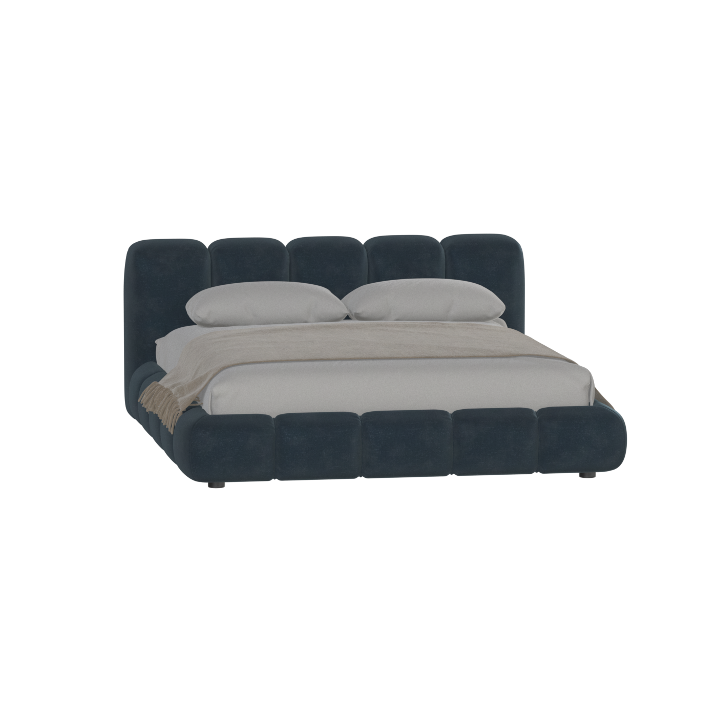 Fluffy Upholstered Bed Frame in Textured Bouclé