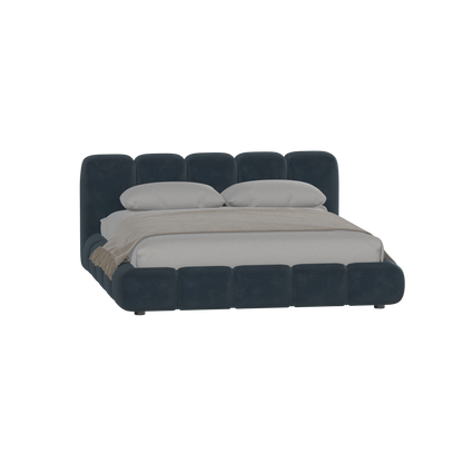 Fluffy Upholstered Bed Frame in Textured Bouclé