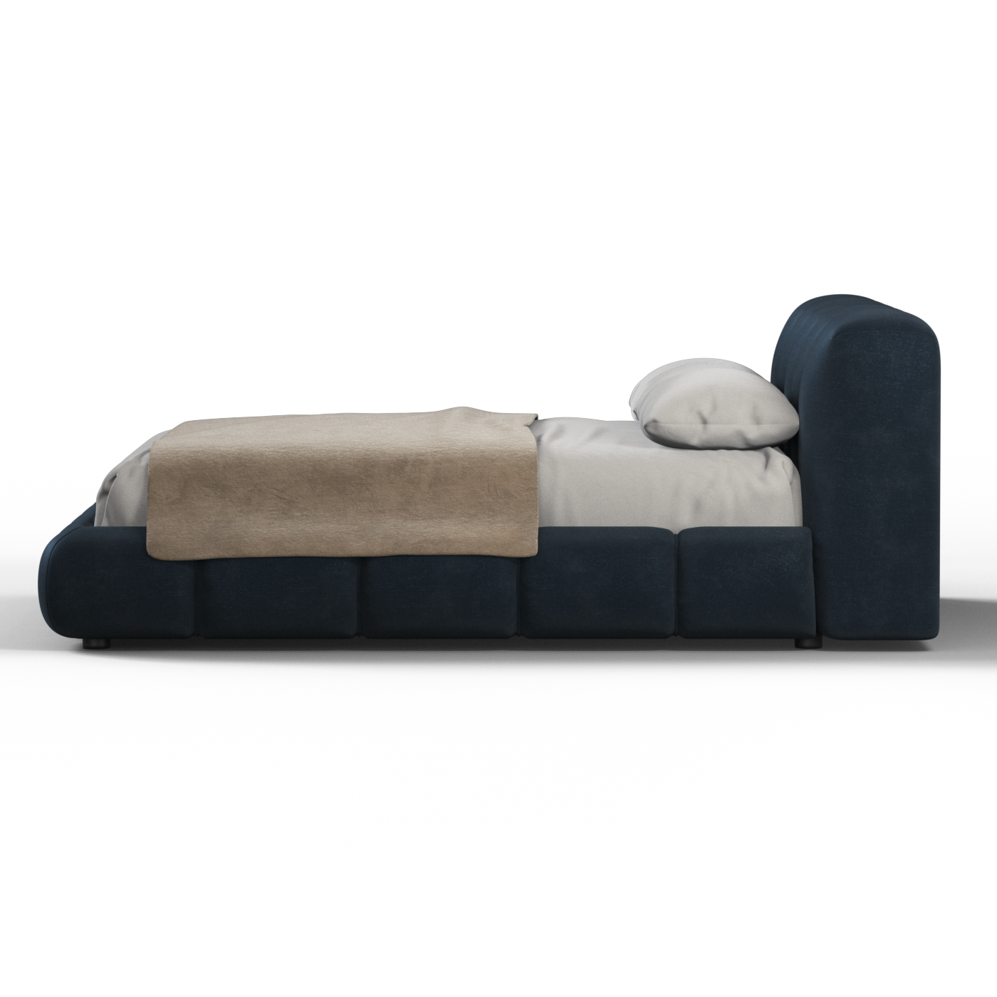 Fluffy Upholstered Bed Frame in Textured Bouclé