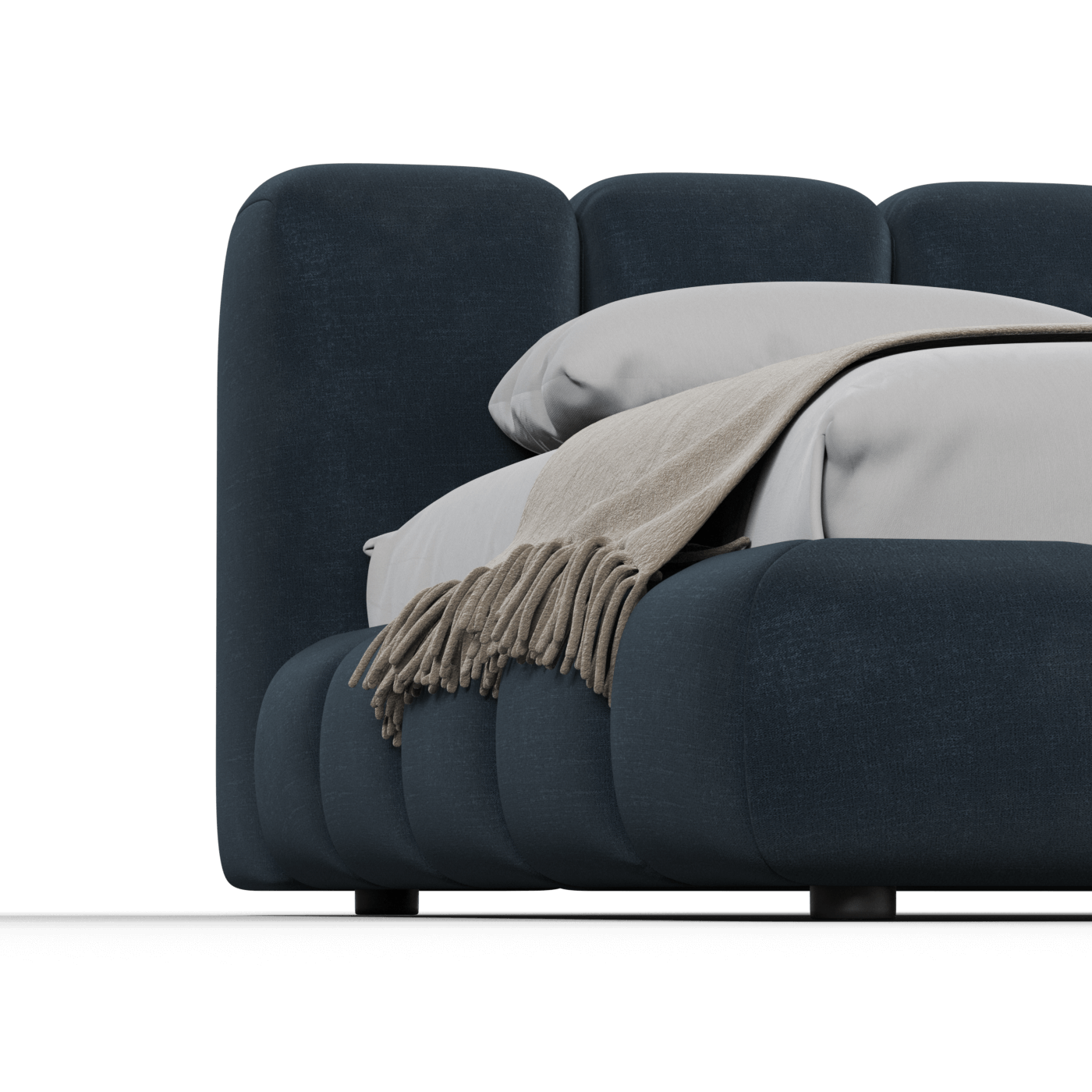 Fluffy Upholstered Bed Frame in Textured Bouclé