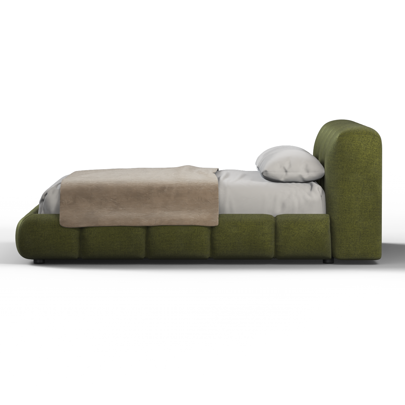 Fluffy Upholstered Bed Frame in Textured Bouclé