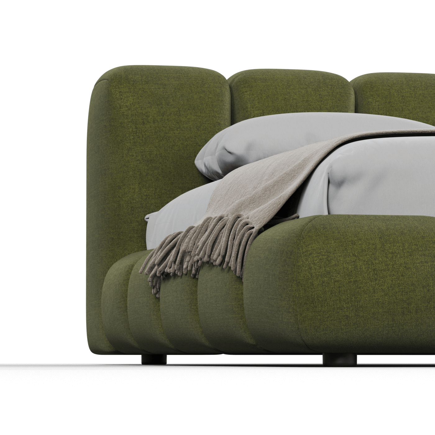 Fluffy Upholstered Bed Frame in Textured Bouclé