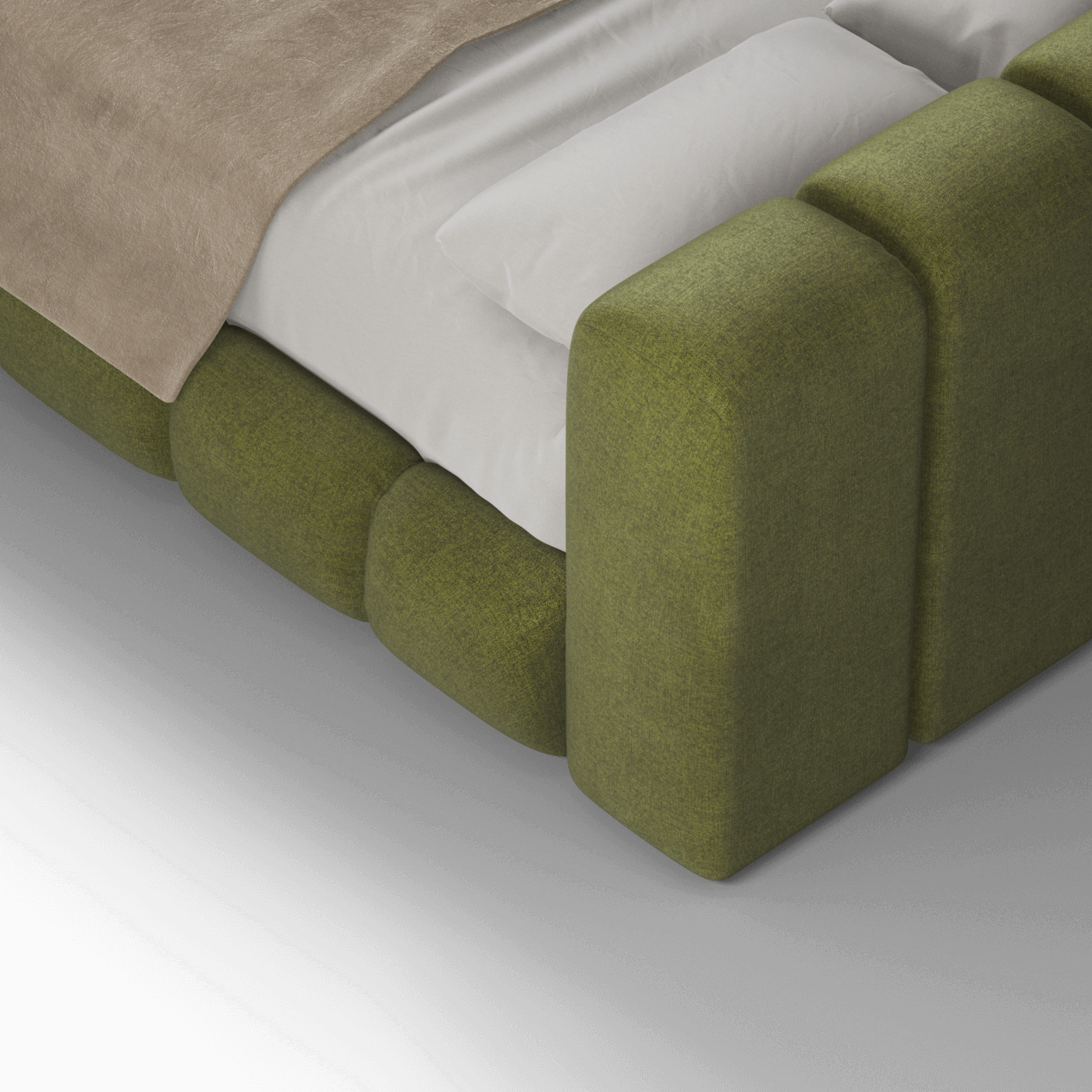 Fluffy Upholstered Bed Frame in Textured Bouclé