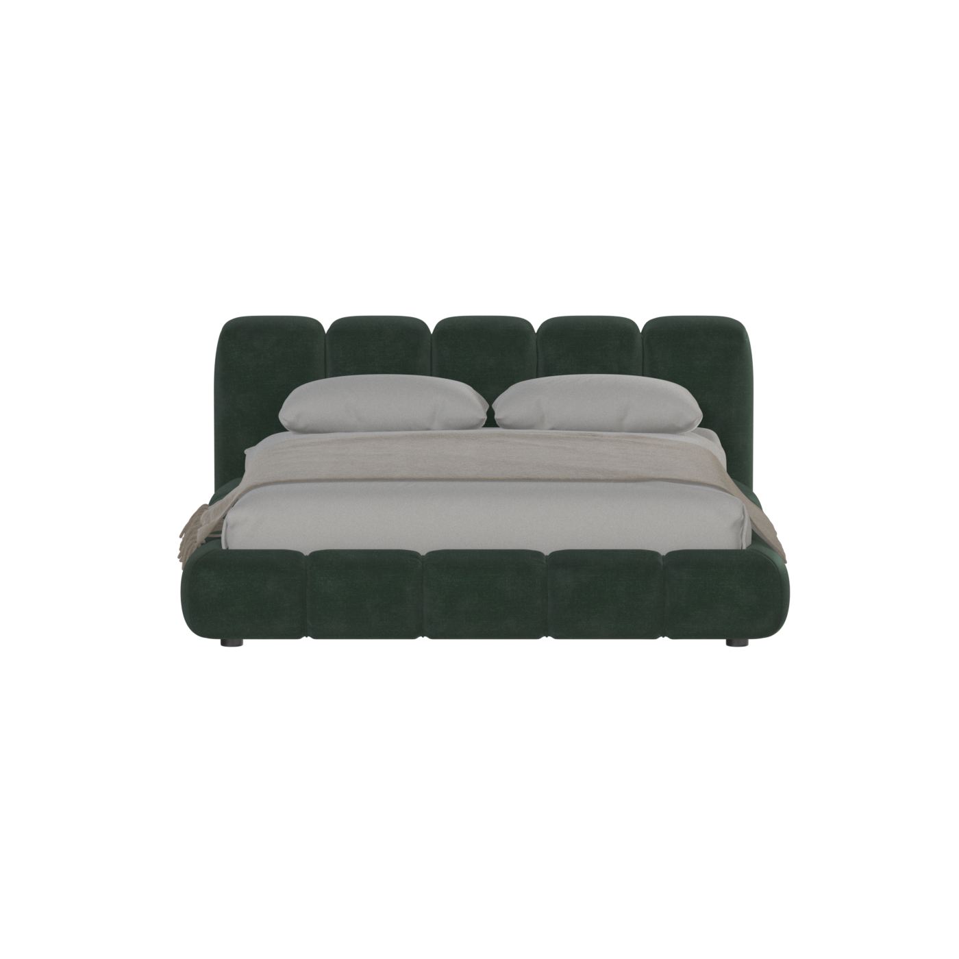 Fluffy Upholstered Bed Frame in Textured Bouclé