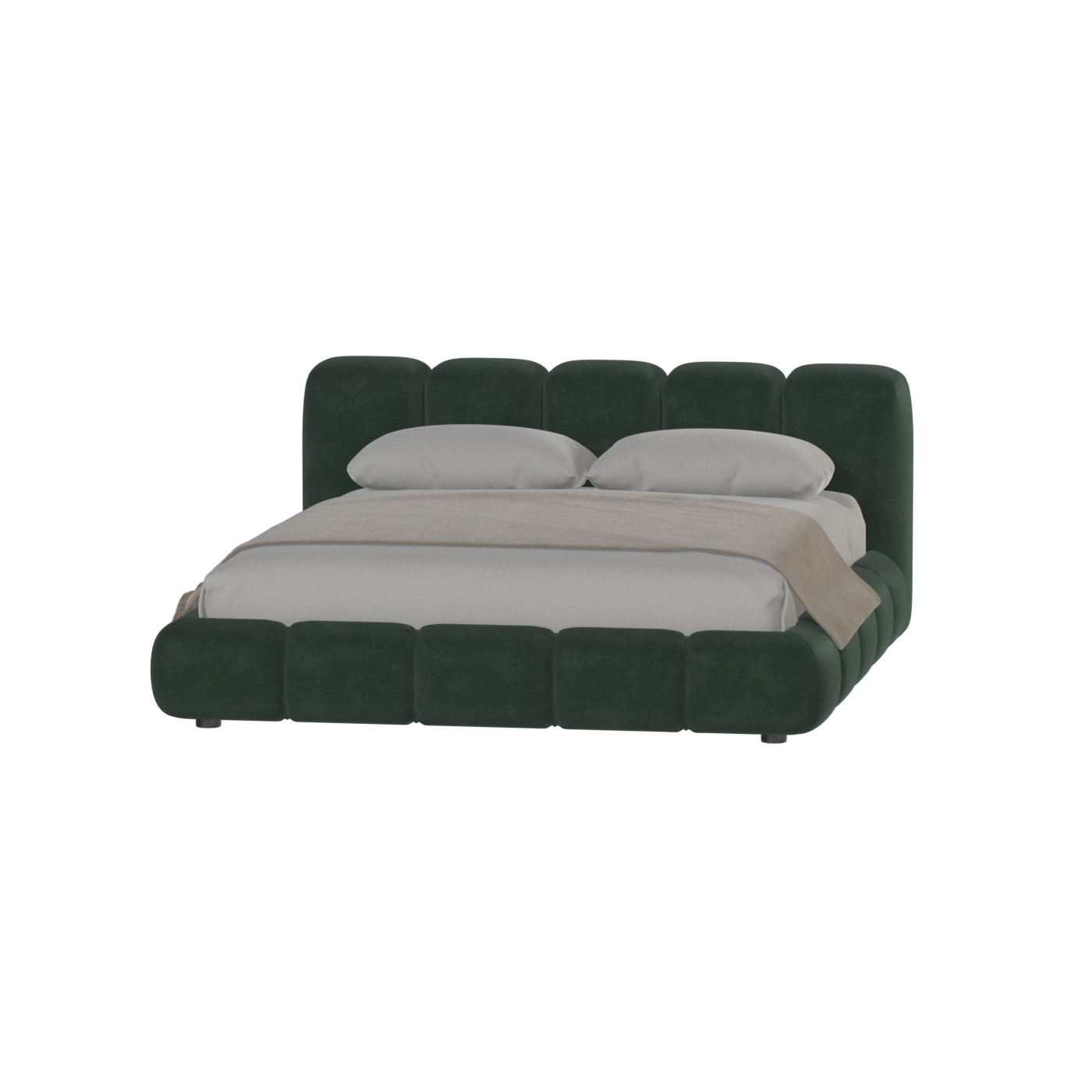 Fluffy Upholstered Bed Frame in Textured Bouclé