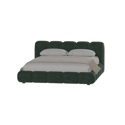 Fluffy Upholstered Bed Frame in Textured Bouclé