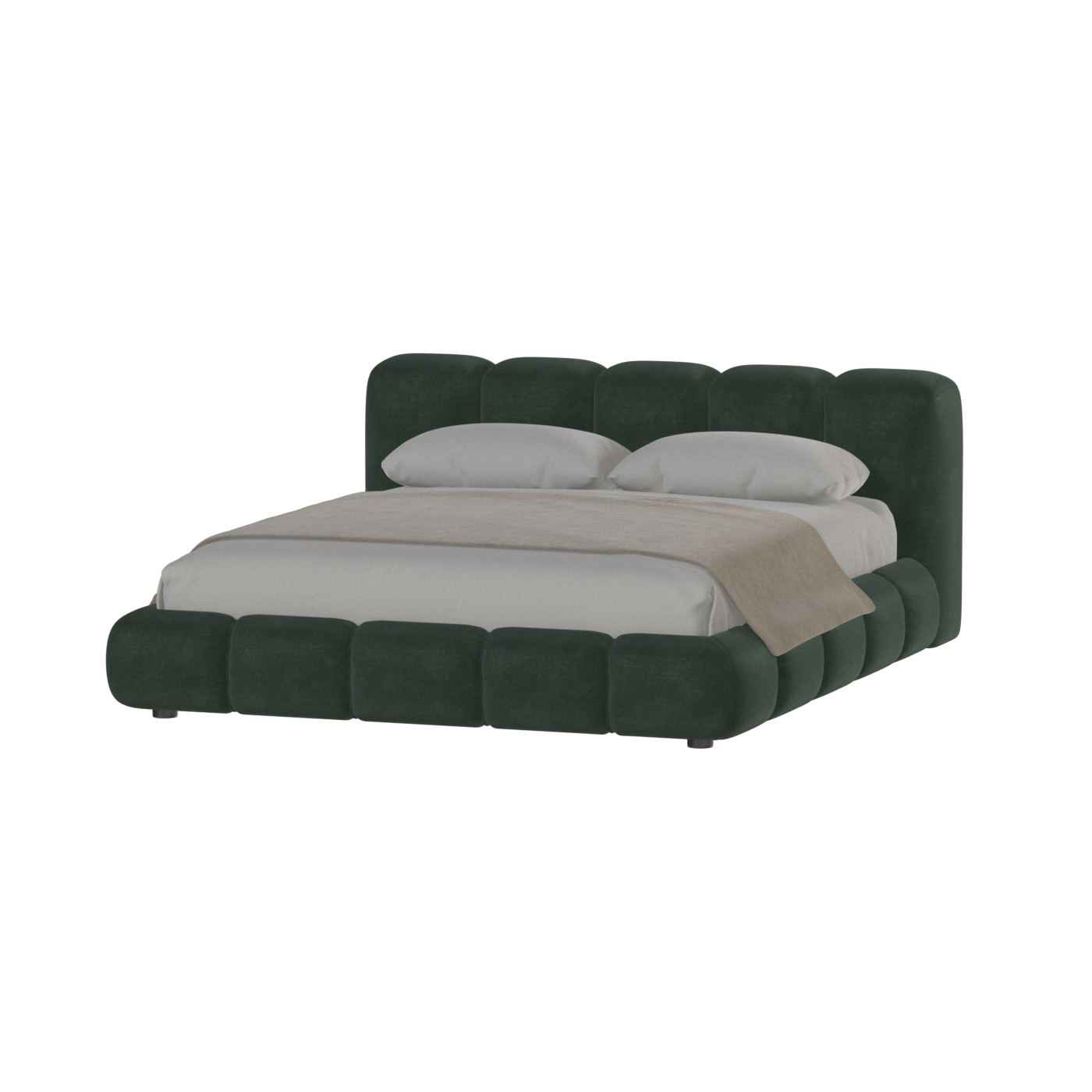 Fluffy Upholstered Bed Frame in Textured Bouclé