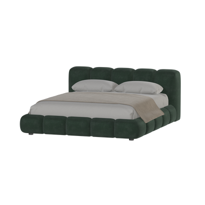 Fluffy Upholstered Bed Frame in Textured Bouclé