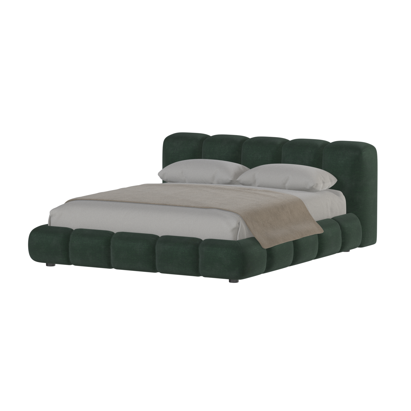 Fluffy Upholstered Bed Frame in Textured Bouclé