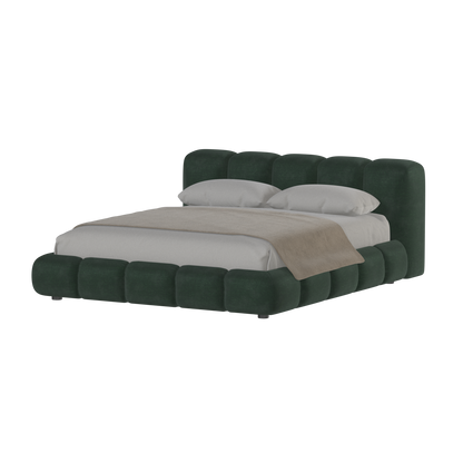 Fluffy Upholstered Bed Frame in Textured Bouclé