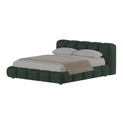 Fluffy Upholstered Bed Frame in Textured Bouclé