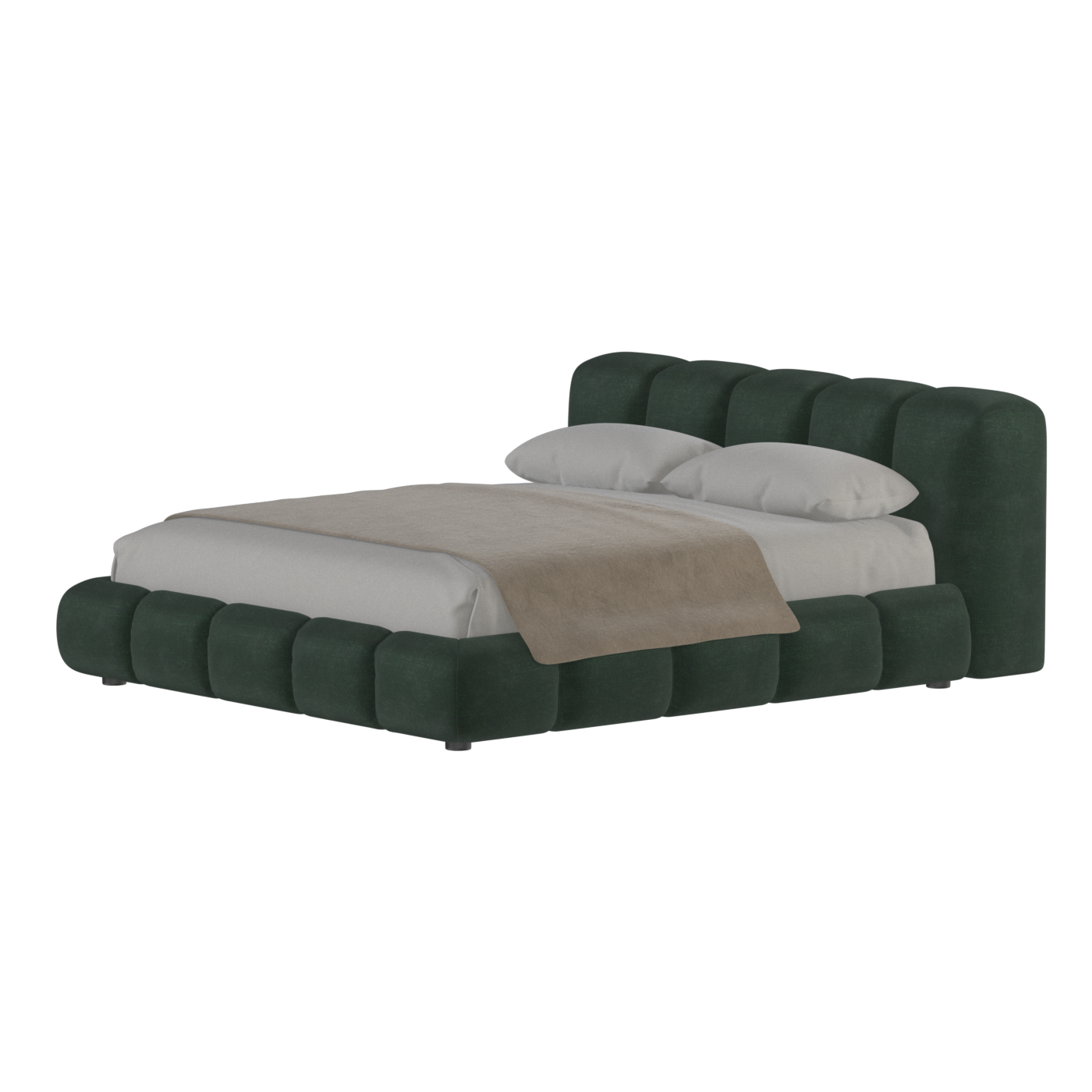 Fluffy Upholstered Bed Frame in Textured Bouclé