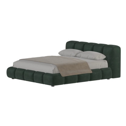 Fluffy Upholstered Bed Frame in Textured Bouclé