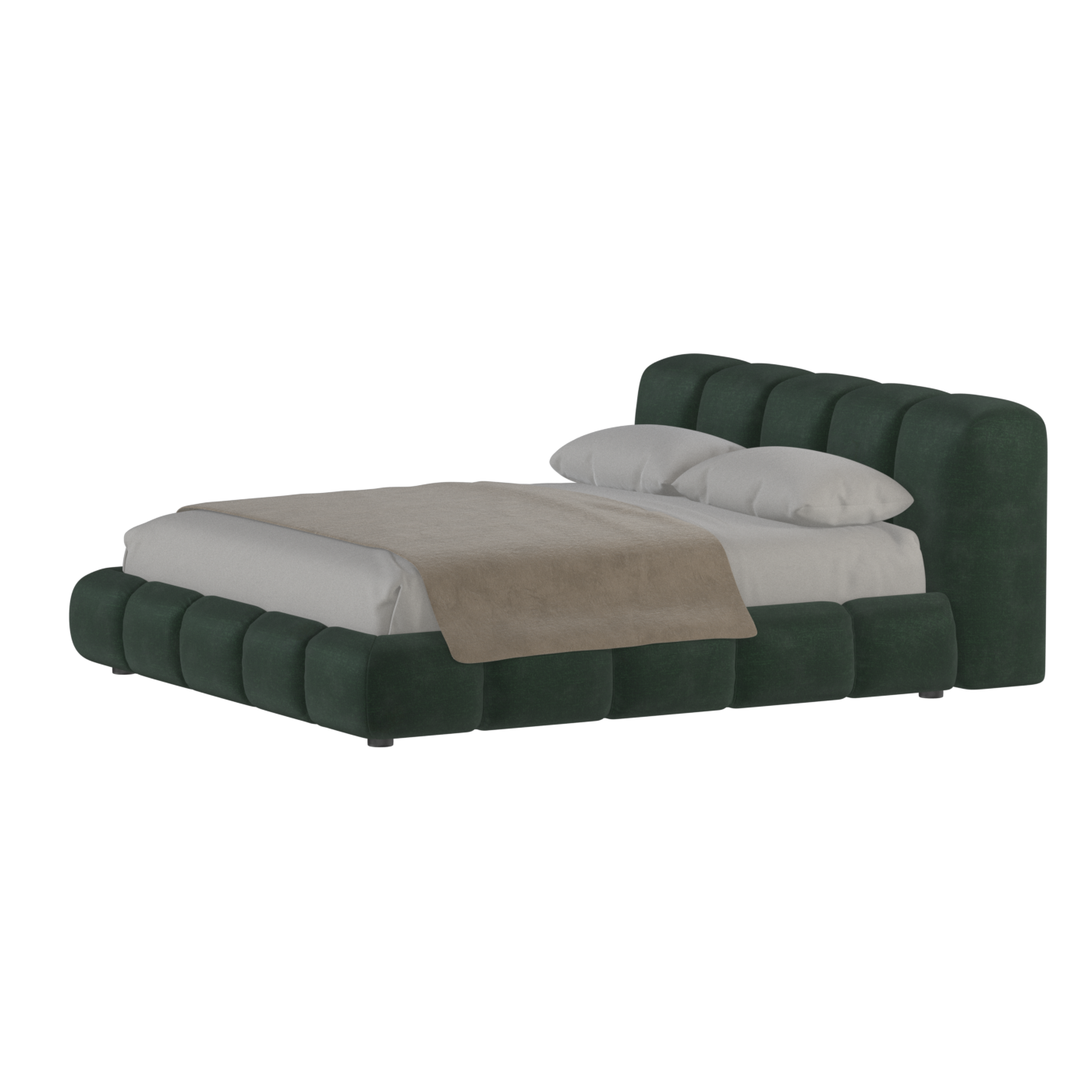 Fluffy Upholstered Bed Frame in Textured Bouclé