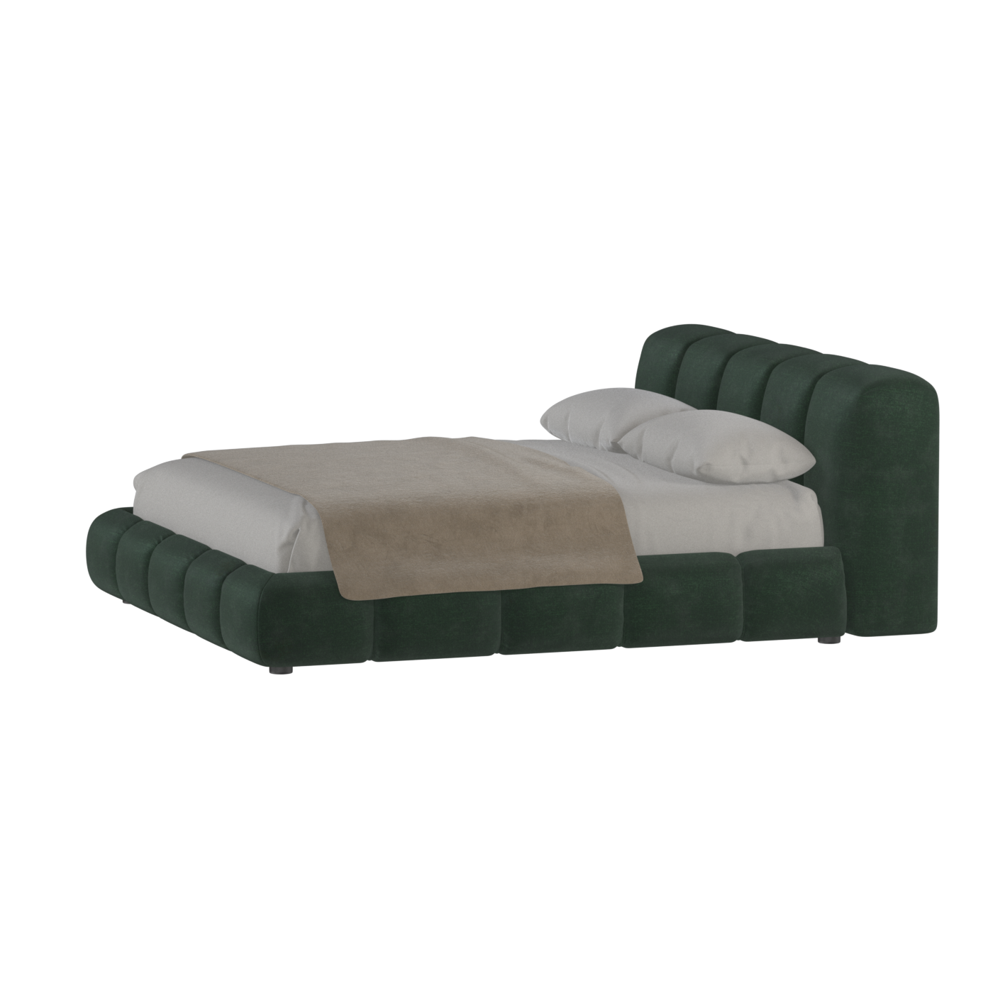 Fluffy Upholstered Bed Frame in Textured Bouclé